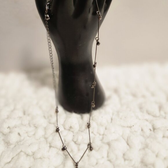 Delicate Black Costume Necklace – Smoky Black Beads, 16” Chain - Picture 7 of 10